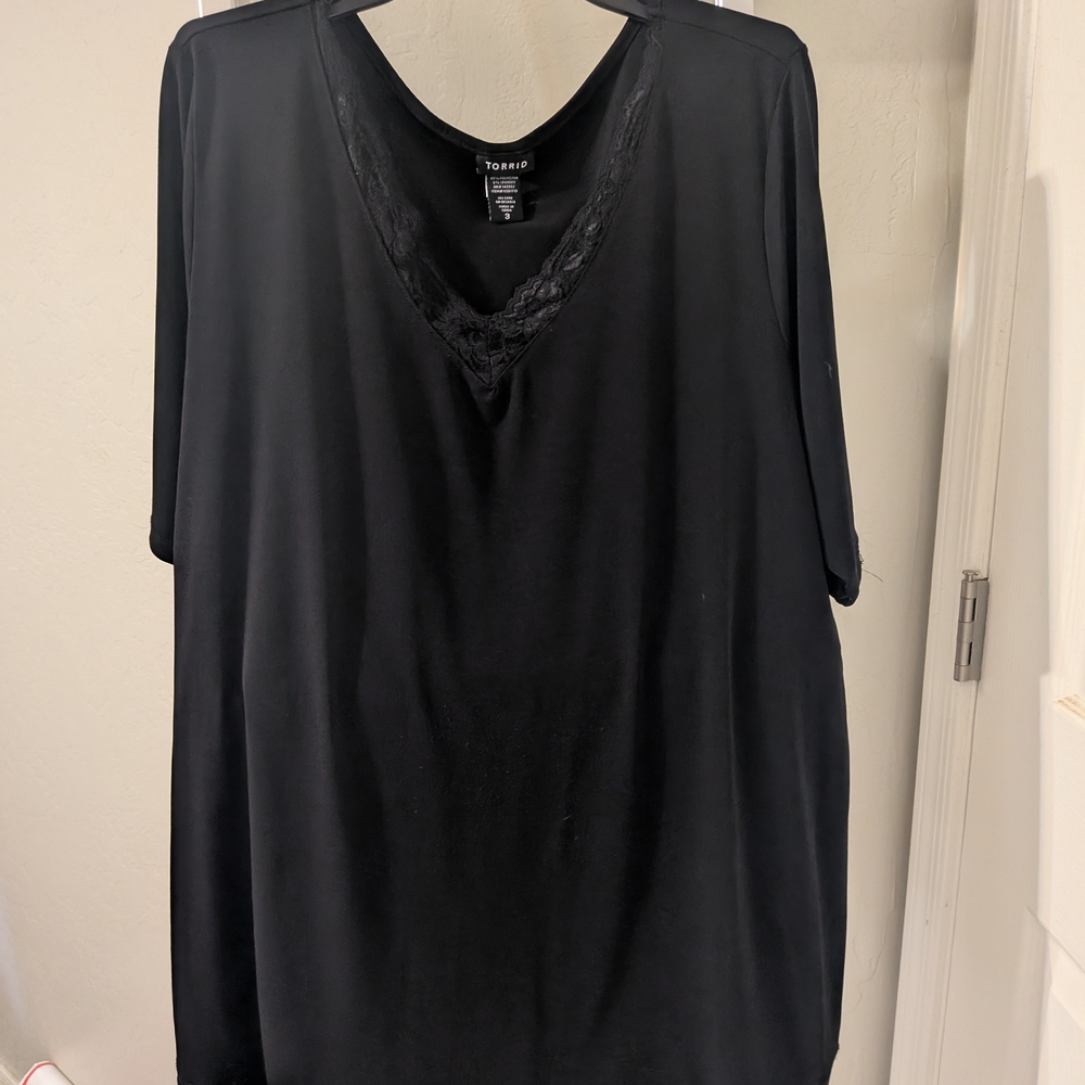 Torrid Black Lace Trim Women's Top